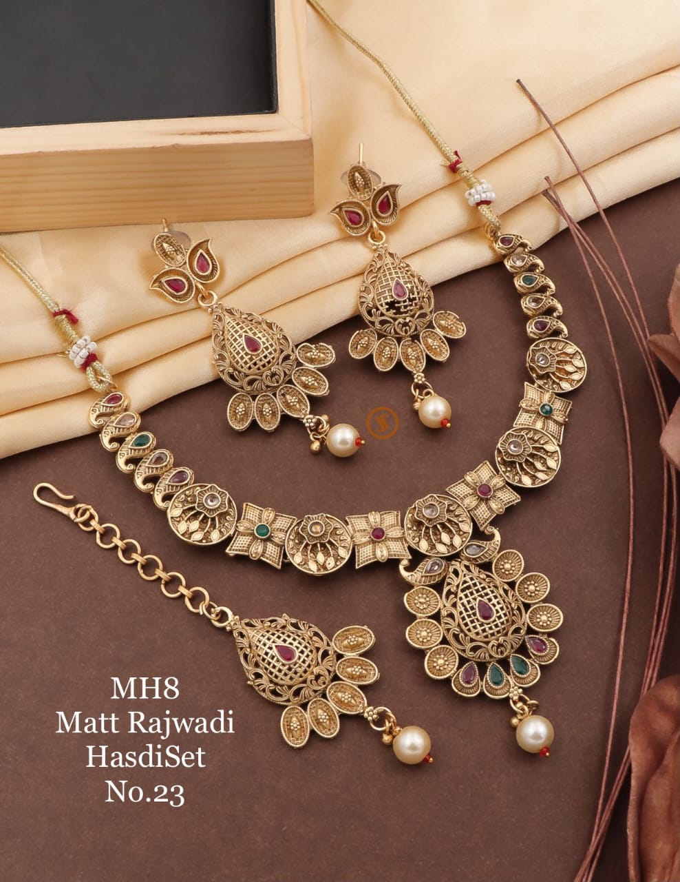 8 MH Golden Plated Matte Rajwadi Hasadi Set Wholesale Shop In Surat
